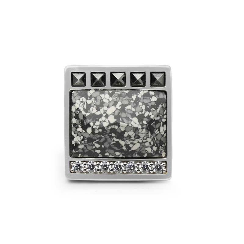 Prstensrebro 925/000rodiniranoCZ fi 2,5 mm - 7xSwarovski kristal 20x14 mm - 1xSwarovski kristal fi 3 mm - 5x