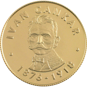 Ivan Cankar - zlatnik, teža 10g, čistina 900/1000