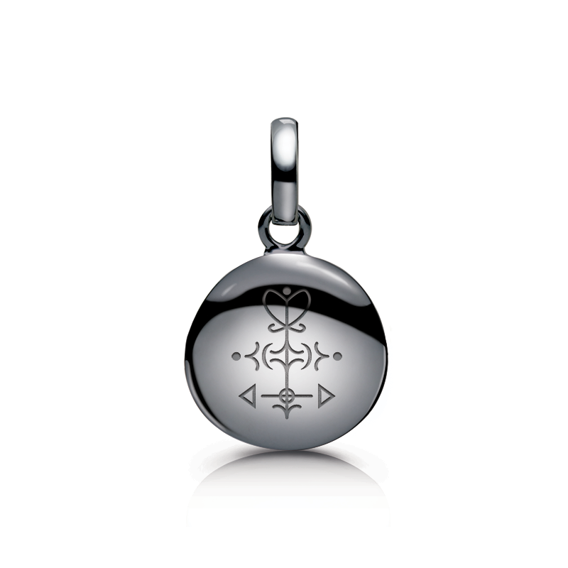 Emblem refers to attraction symbol MEMORY,silver 925/000 black rhodium plated
