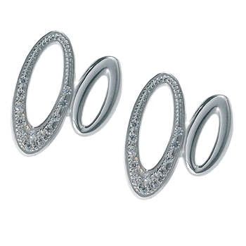 Earringsilver 925/000 rhodium platedCZ white 1, 25 mm - 24 x