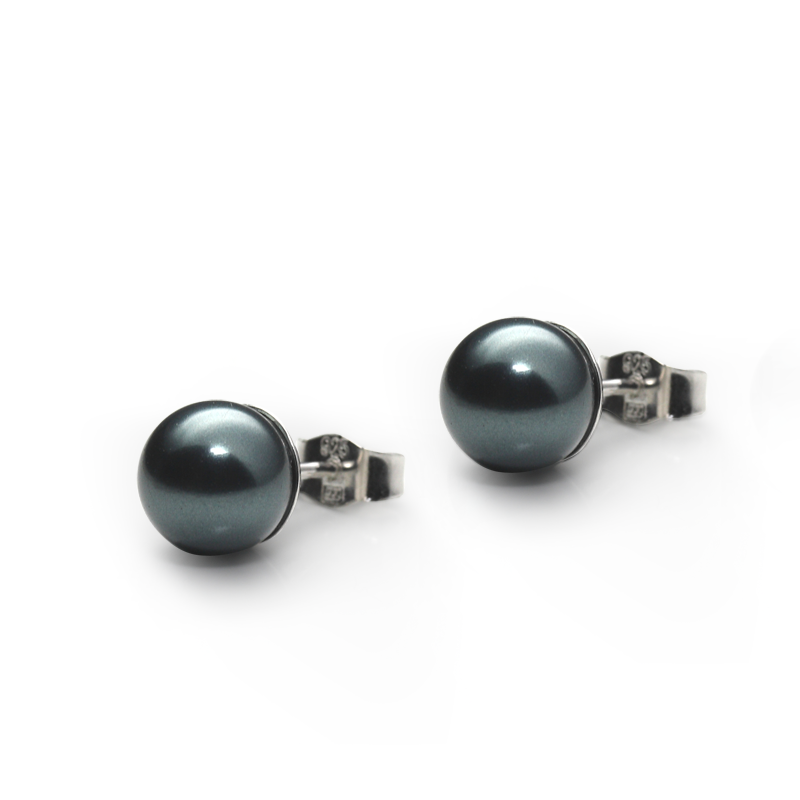 Earringsilver 925/000 rhodium platedSwarovski glass pearl fi 8 mm-2x