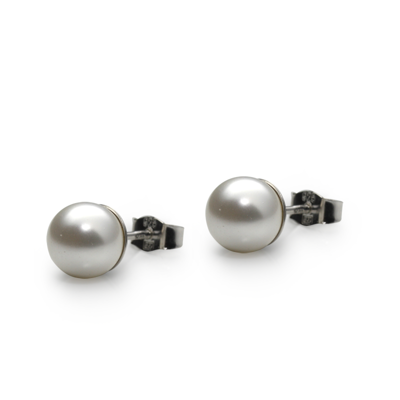Earringsilver 925/000rhodium platedSwarovski glass pearl fi 8 mm-2x