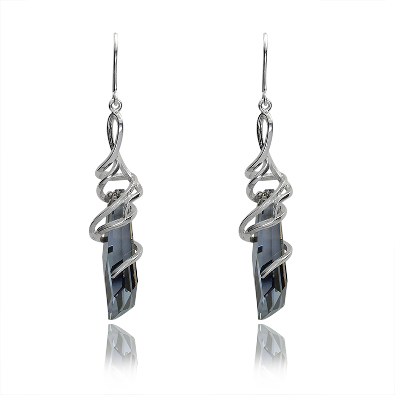 Minđuše srebro 925/000rodiniranoSwarovski kristal 30 mm-2x