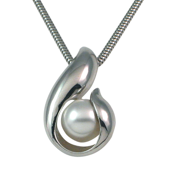 Necklacesilver 925/000 rhodium platedwhite crystal pearl fi 8 mm - 1 x
