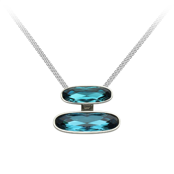 Necklace silver 925/000 rhodium platedSwarovski crystal 27x9 mm -1xSwarovski crystal 21x7 mm -1x