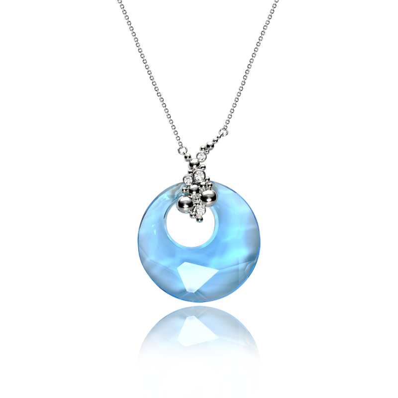Ovratnica <br>srebro 925/000<br>rodinirano,<br>Swarovski kristal; CZ fi 2 mm - 3x, fi 3 mm - 1x Ovratnica srebro 925/000rodinirano,Swarovski kristal; CZ fi 2 mm - 3x, fi 3 mm - 1x