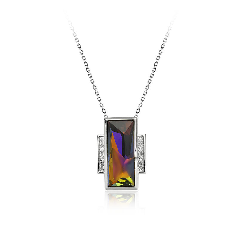 NecklaceSilver 925/000Rhodium platedSwarovski crystal 19 x 11 mm - 1 x; CZ