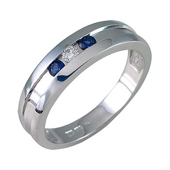 diamant 0,05 ct - 1 x; plavi safir fi 2,5 mm - 2 x