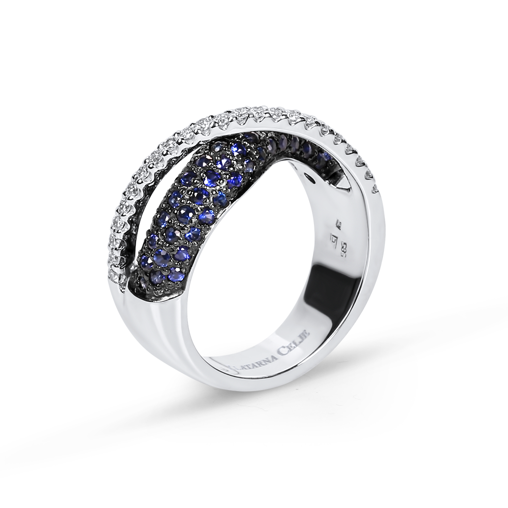 diamond 0,01 ct - 23 x; blue sapphire fi 1,5 mm - 67 x