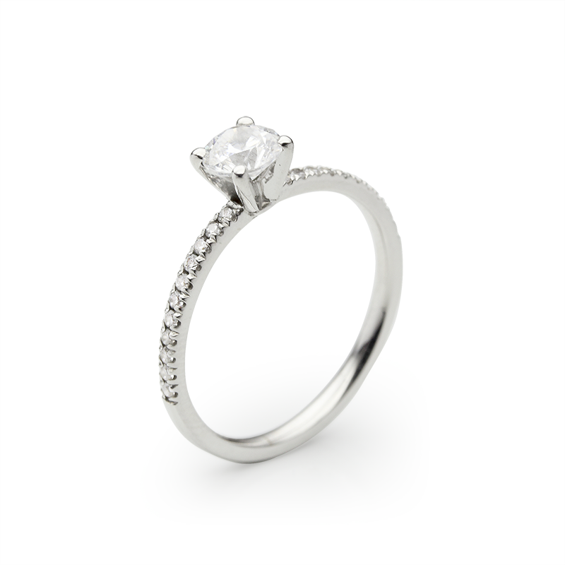Ring from the SOLITAIRE collection with a 0.5 ct. cut diamond for which indicative prices from EUR 3,200 apply. For the exact price fill out the online form, since the price depends on the purity and colour of the cut diamond. 