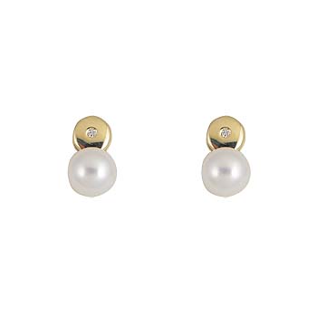white pearl 6 mm - 2 x; diamond 0,01 ct - 2 x